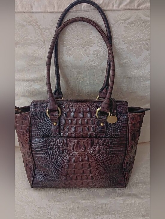 Brahmin Handbags - Brahmin Croc-Embossed Leather Tote in Dark Mahogany